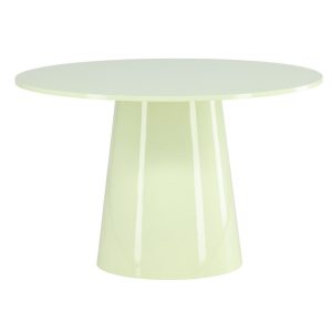 Table repas ronde Lamar verte laquée avec piètement central, design contemporain pour salle à manger