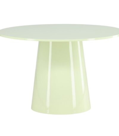 Table repas ronde Lamar verte laquée avec piètement central, design contemporain pour salle à manger
