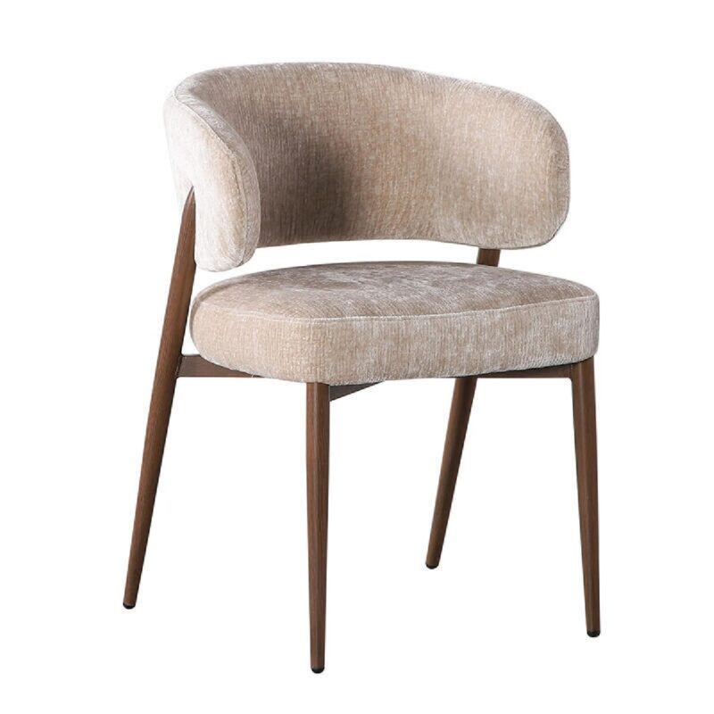 Chaise Fuji Beige lot de 2 avec accoudoirs et piètement finition bois