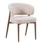 Chaise Fuji Ecru - Lot de 2 avec accoudoirs et piètement finition bois
