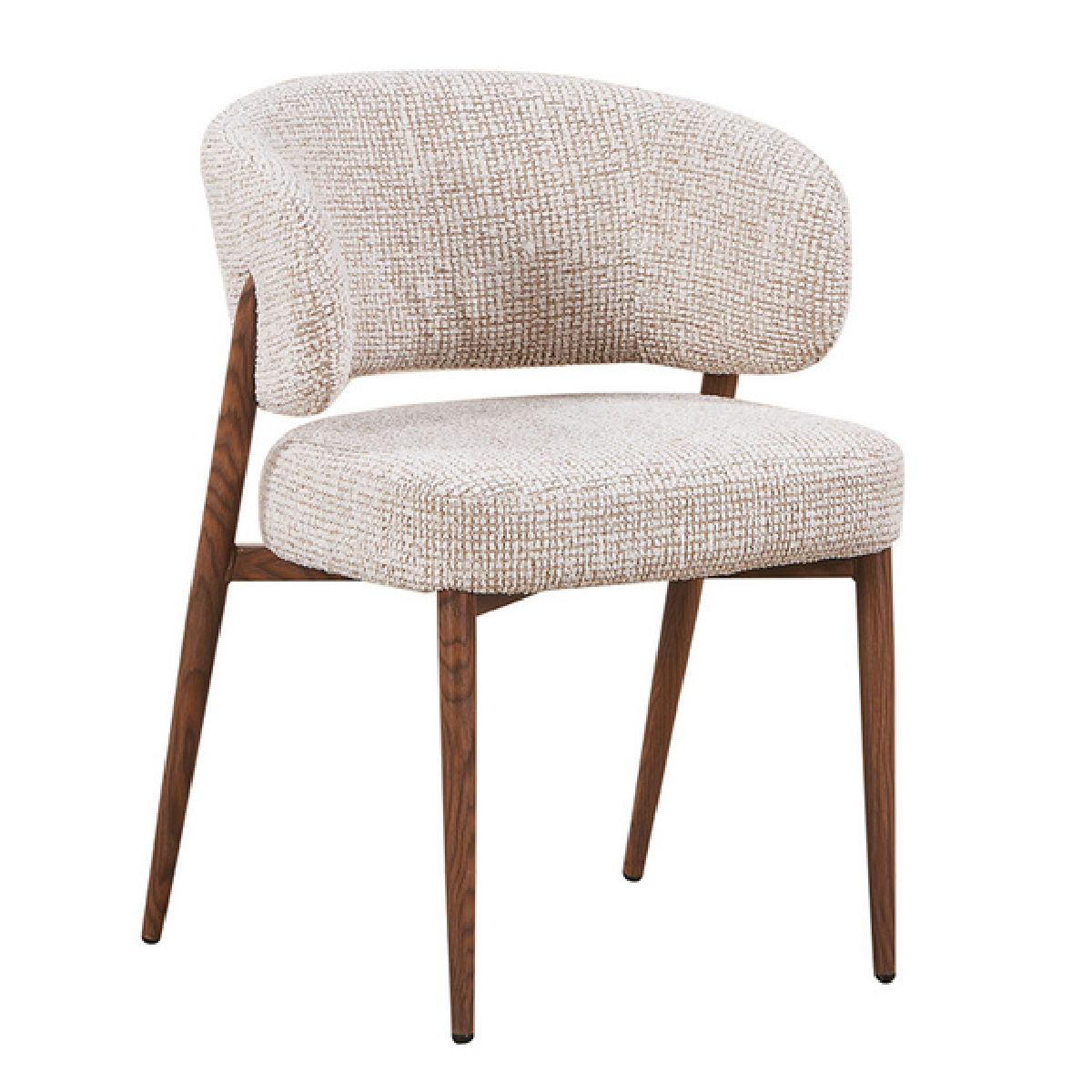 Chaise Fuji Ecru - Lot de 2 avec accoudoirs et piètement finition bois