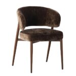 Chaise de salle à manger Fuji marron avec accoudoirs et piètement finition bois