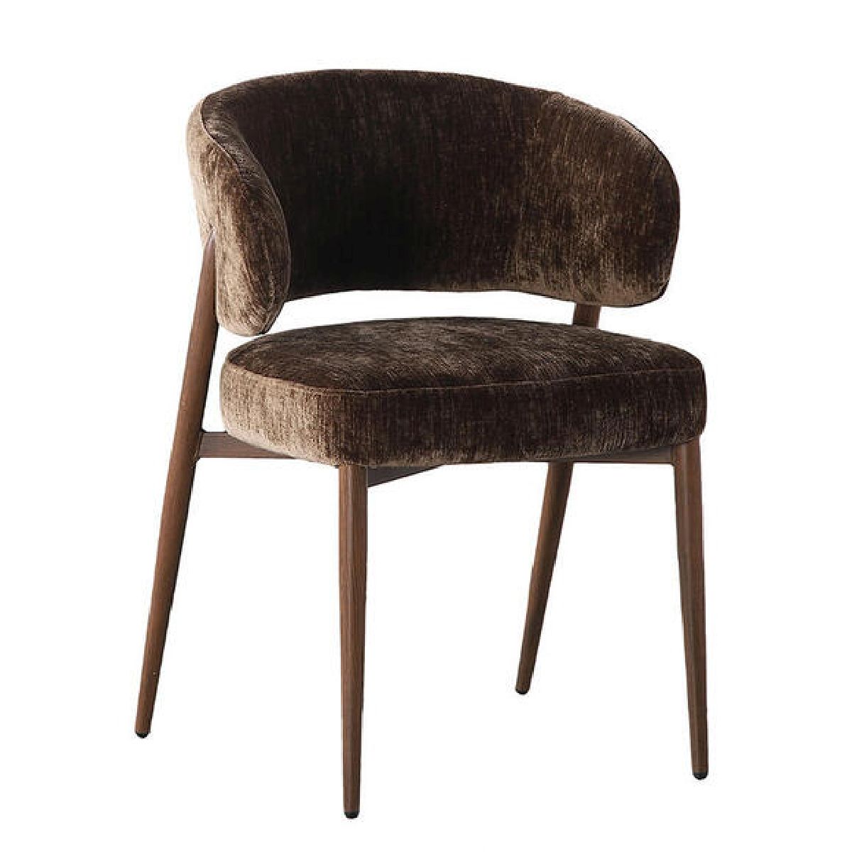 Chaise de salle à manger Fuji marron avec accoudoirs et piètement finition bois