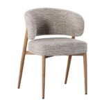 Chaise Fuji Grise - Lot de 2 avec accoudoirs et piètement finition bois