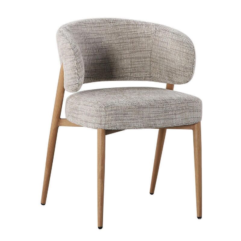 Chaise Fuji Grise - Lot de 2 avec accoudoirs et piètement finition bois