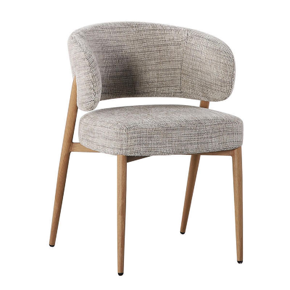 Chaise Fuji Grise - Lot de 2 avec accoudoirs et piètement finition bois